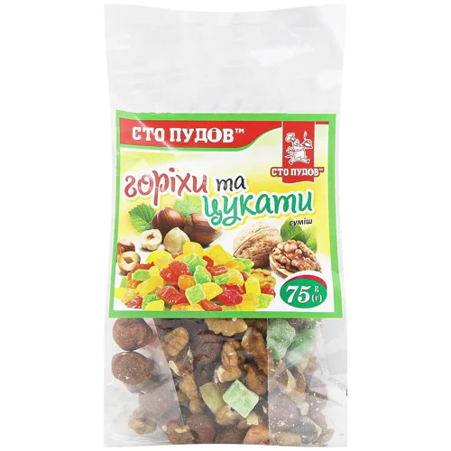 Суміш горіхова Сто Пудів з цукатами 75г