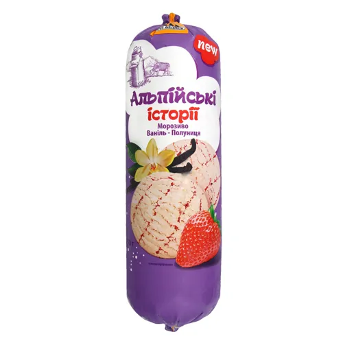 Морозиво Ваніль-полуниця Альпійські історії Три ведмеді м/у 750г