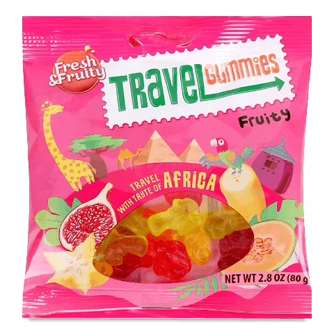 Цукерки Wawel Travel Gummies Africa з фруктовим смаком, 80г