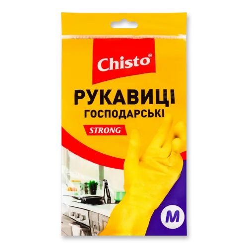 Рукавиці Латексні Господарські Універсальні M Strong Chisto, 1 пара