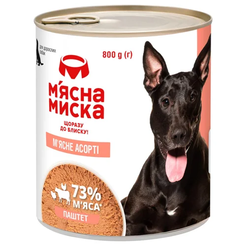 Корм вологий М'ясна Миска м'ясне асорті для собак 800г