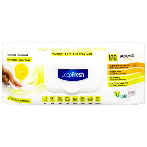 Серветки вологі Deep Fresh Lemon для очищення поверхонь 100шт