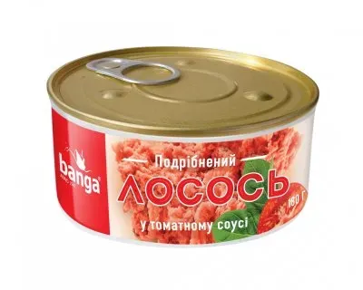 Рибна консерва Banga Подрібнений лосось у томатному соусі 180г