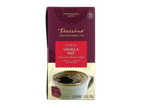 Teeccino, Смажений трав'яний чай, ванільний горіх, без кофеїну, 25 чайних пакетиків, 150г
