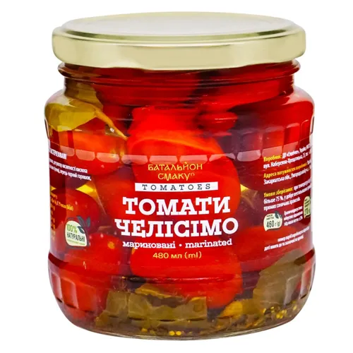 Томати Батальйон Смаку Челісімо мариновані 480мл