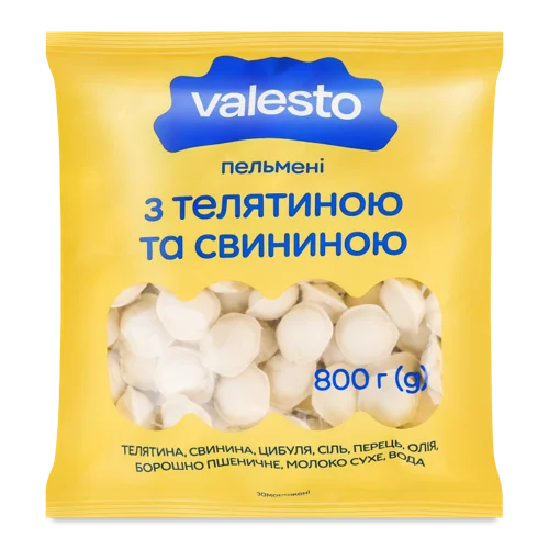 Пельмені З Телятиною Та Свининою Valesto, Морожені, м/у, 800г