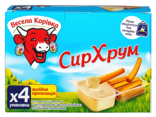Сир плавлений 45% з хлібними паличками СирХрум Весела корівка
