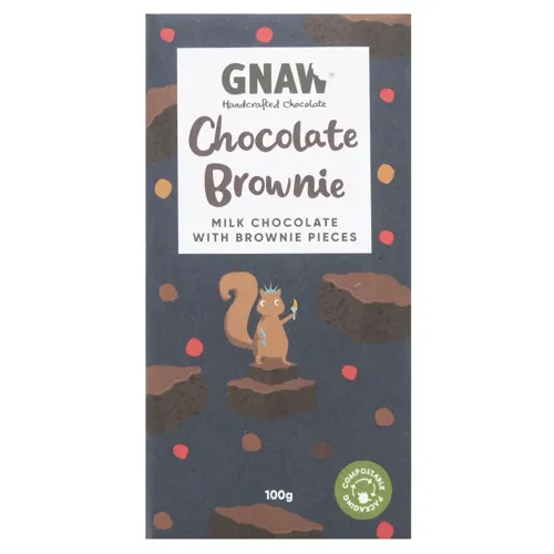 Шоколад молочний Gnaw з шматочками брауні 100г