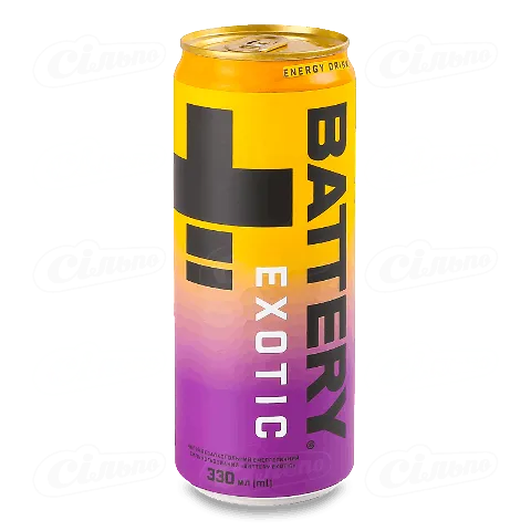 Напій енергетичний Battery Exotic безалкогольний, силіконовий газ з залізної банки, 330мл