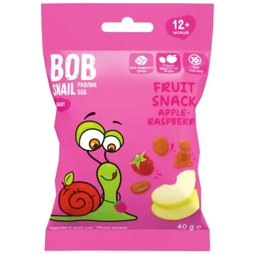 Снек фруктовий Bob Snail яблуко-малина 40г