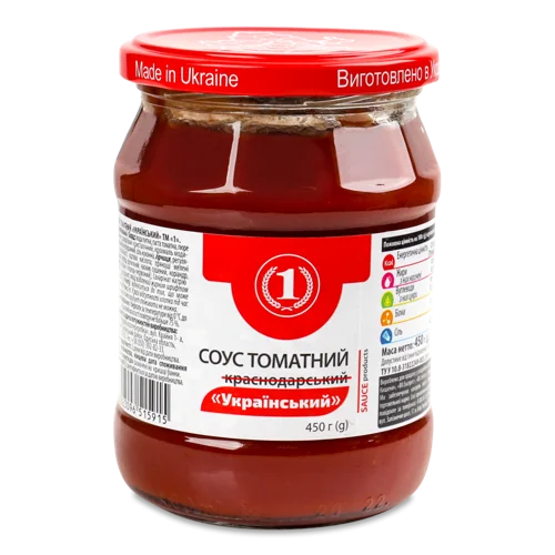 Соус Томатний Вищого Ґатунку ТМ '1' С/Б 450г
