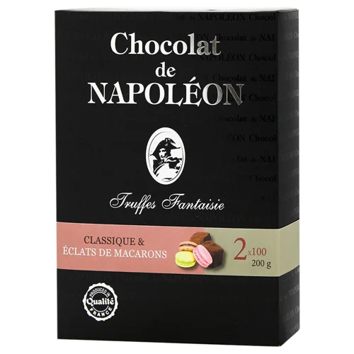 Цукерки Chocolat de Napoleon Французькі трюфелі Fantaisie класичні та зі шматочками печива макарон 2*100г