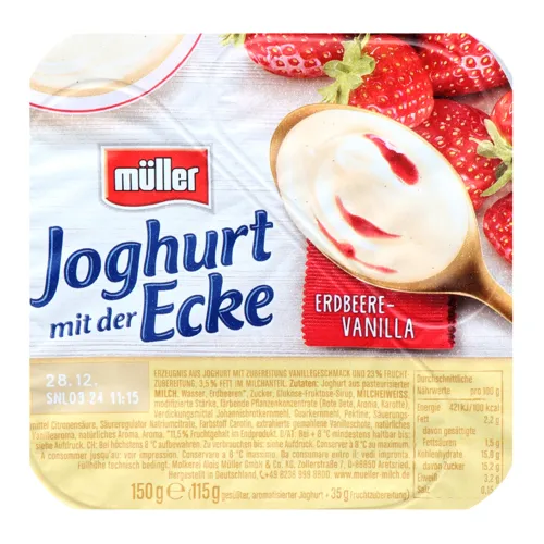 Йогурт 3.5% Полуниця-ваніль Muller ст 150г
