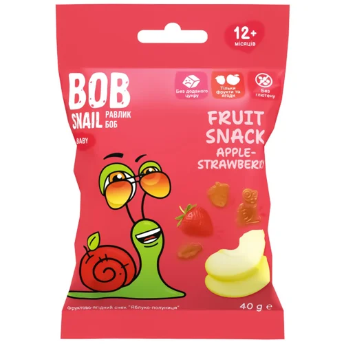 Снек фруктовий Bob Snail яблуко-полуниця 40г