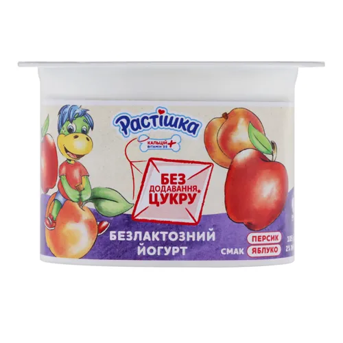 Йогурт 2% безлактозний Персик-яблуко Растішка ст 105г