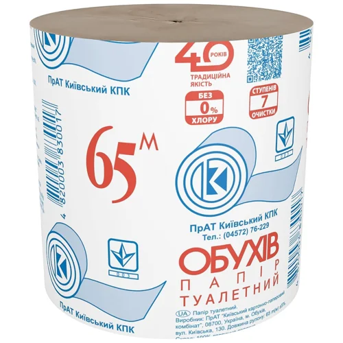 Туалетний папір Обухів 65м 1-шаровий
