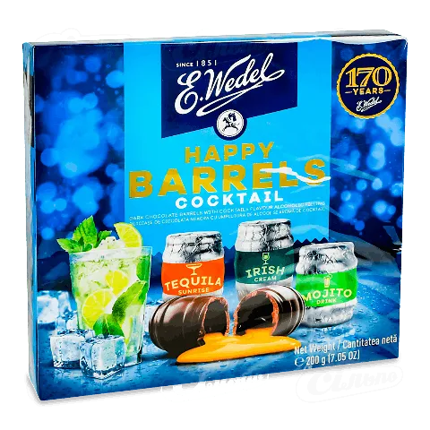 Цукерки E.Wedel з алкогольною начинкою коктейль, 200г