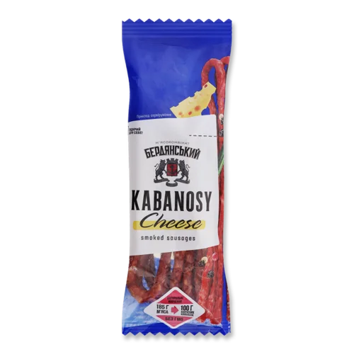 Снеки З М'яса Птиці Kabanosy Cheese Бердянський М'ясокомбінат Варено-Копчене, м/у, 100г