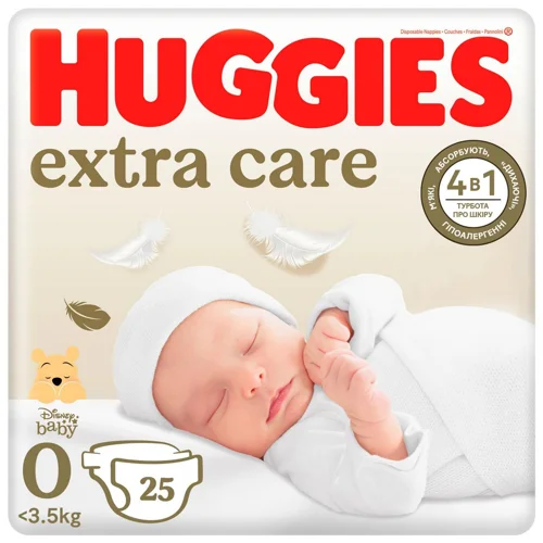 Підгузки Huggies Extra Care 0+ <3,5кг 25шт