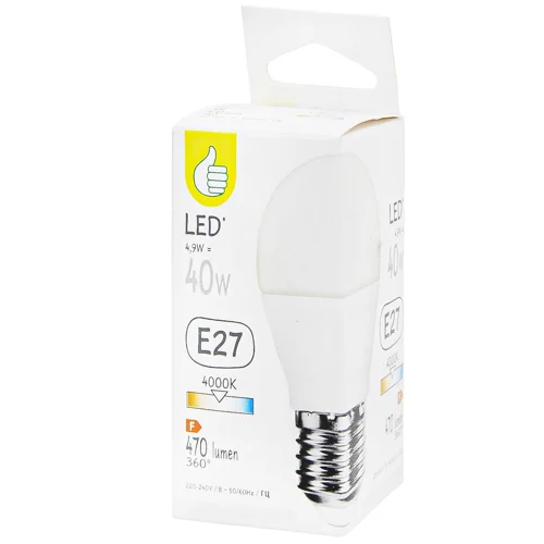 Лампочка Auchan LED G45 E27 4.9W 4000К