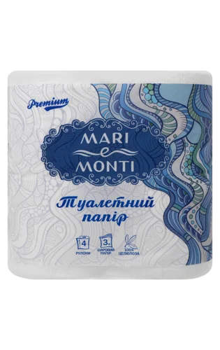 Туалетний Папір Тришаровий MARI e MONTI, Білий, 4 шт