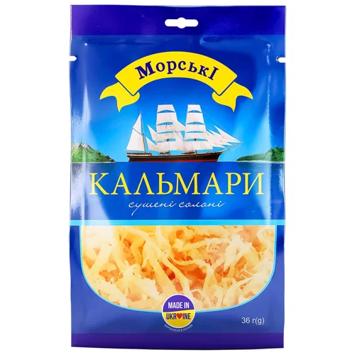 Кальмари Морські сушені солоні 60г