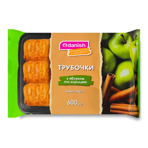 Борошняні Вироби Заморожені Трубочка з Яблуком та Корицею, Листкове Дріжджове Тісто, м/у 6х100г