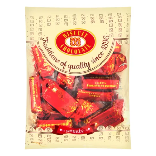Цукерки глазуровані шоколадною глазур'ю Вафельні на фруктозі Biscuit Chocolate м/у 200г