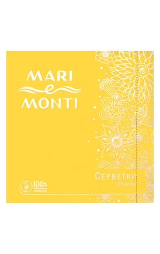 Паперові Серветки MARI e MONTI В/К Жовті, 20шт