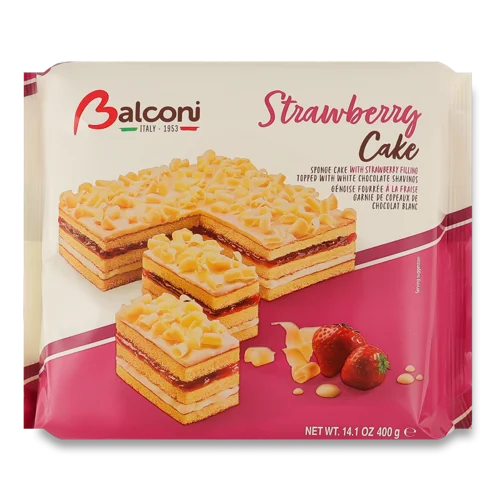 Торт Strawberry Вищого Ґатунку з Полуницею Balconi, 400г