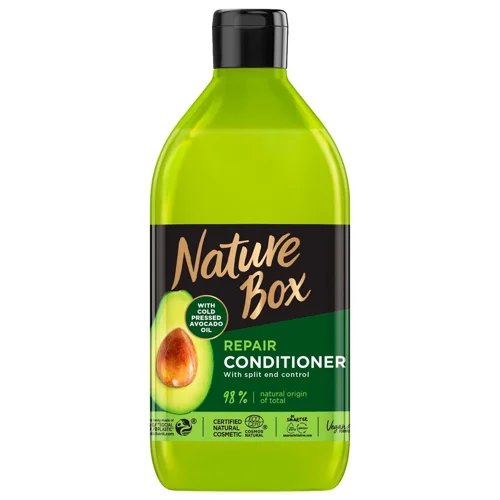 Бальзам Nature Box для відновлення волосся та проти посічених кінчиків з олією авокадо холодного віджиму 385мл