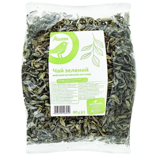 Чай Ашан зелений китайський байховий листовий 80г