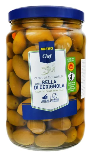 Оливки зелені в розсолі Bella di Cerignola Metro Chef с/б 1.6кг