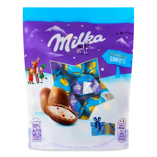 Молочний Шоколад з Молочною Начинкою та Цукровим Драже у Формі Яйця Milka, в/ґ, 86г