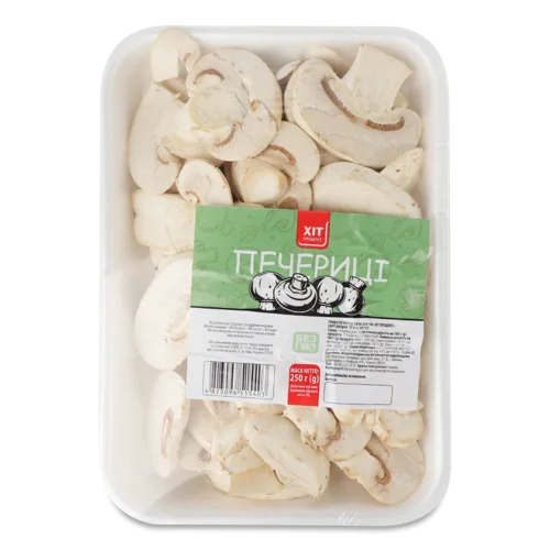Гриби Печериці Свіжі Різані, Вищого Ґатунку, Лоток 250г