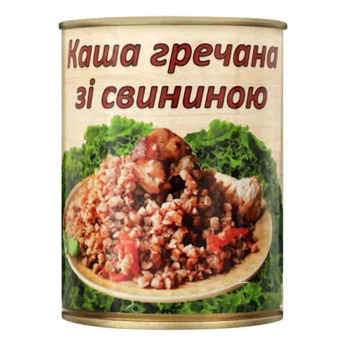 Каша гречана зі свининою L'appetit з залізній банці 340г
