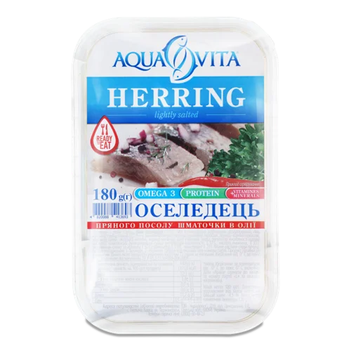 Оселедець Напівкопчений Шматочки В Олі Aqua Vita, 180г