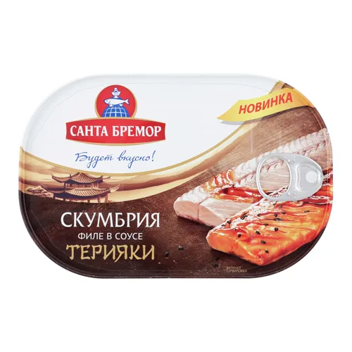 Скумбрія філе в соусі теріякі Санта Бремор з/б 190г
