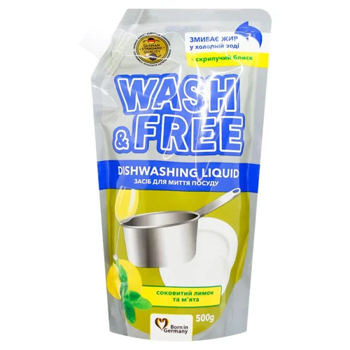 Засіб для миття посуду Wash&Free Лимон і м'ята 500г