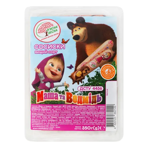 Сосиски Маша та Ведмідь М'ясна весна лоток 350г