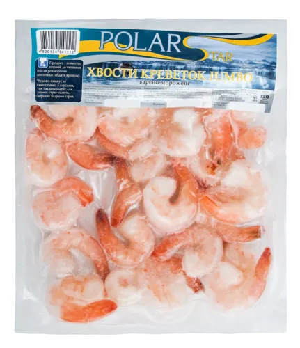 Хвости креветок Jumbo варено-морожені Polar Star вищого ґатунку 300г