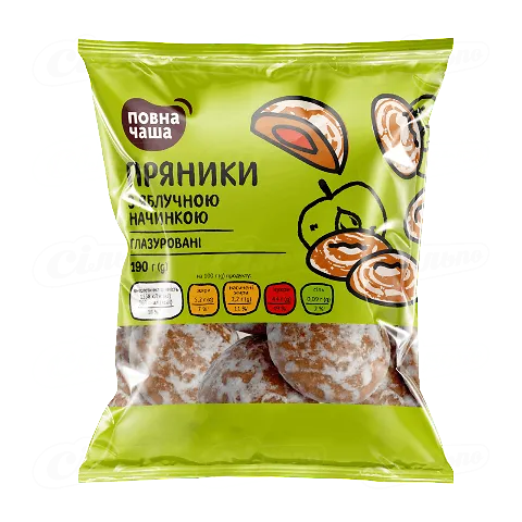 Пряники «Повна Чаша»® з яблучною начинкою глазуровані, 190г