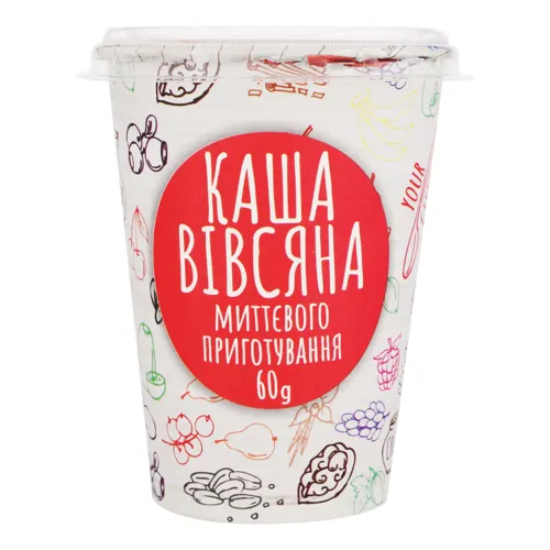 Каша миттєвого приготування з полуницею та вершками Вівсяна Akura 60г
