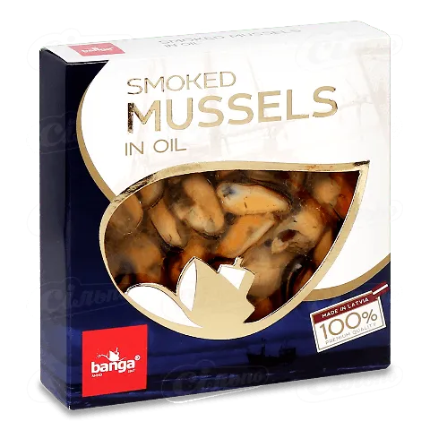 Мідії Banga копчені в олії прозор кришка, 120г