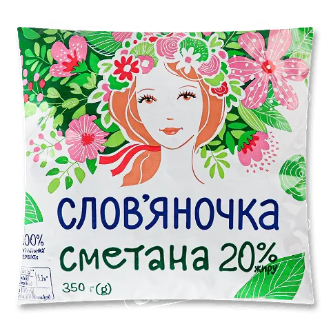 Сметана Слов'яночка 20% 350г