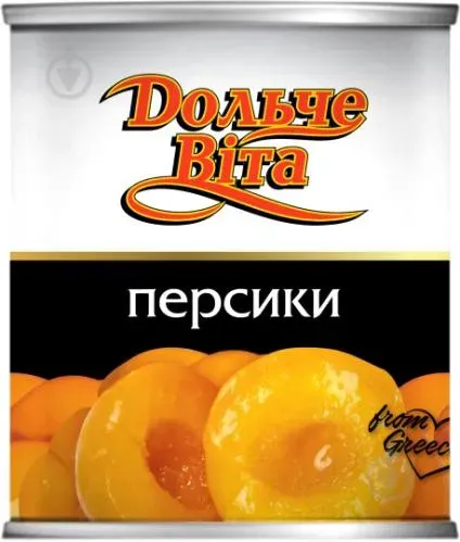 Персики половинками в легкому сиропі 850мл ТМ "Дольче Віта"