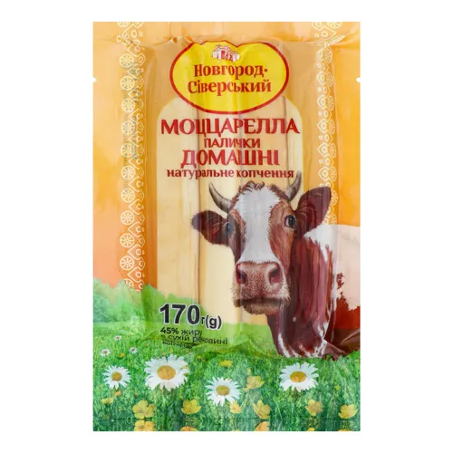 Сир 45% м'який копчений Моццарелла Палички домашні Новгород-Сіверський 170г