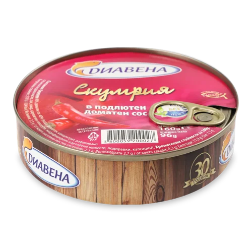 Стейки Скумбрії Diavena В Гострому Томатному Соусі, з/б 240г