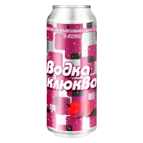 Напій слабоалкогольний сильногазований зі смаком ВОДКА-ЖУРАВЛИНА РОСИНКА 0,5л з/б