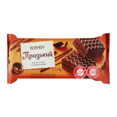 Тістечка бісквітні з начинкою зі смаком шоколаду Празький Roshen м/у 6х50г